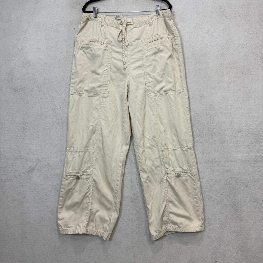 Habitual Cargo Pants Womens XL Beige Twill Tapered Elastic Waist Cuffed Pockets